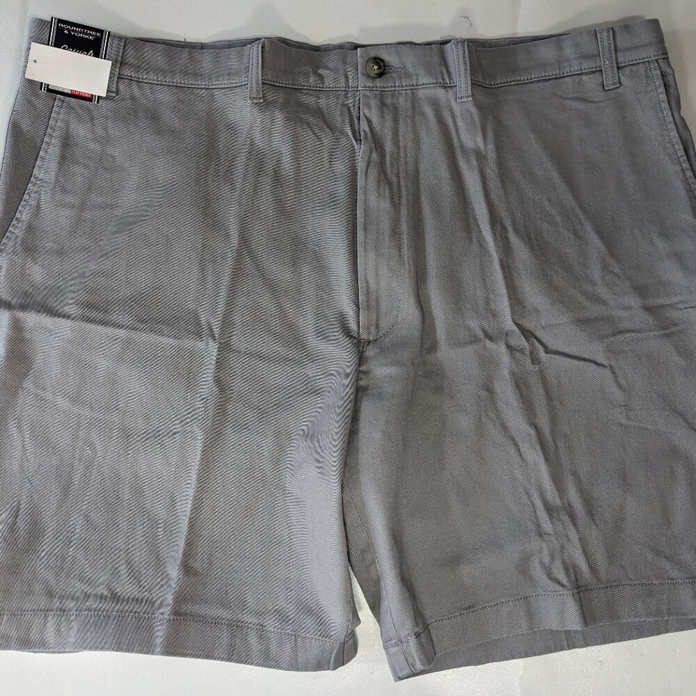 NEW Big Mens Roundtree & Yorke Casuals Chino Flat Shorts 9"I Silver